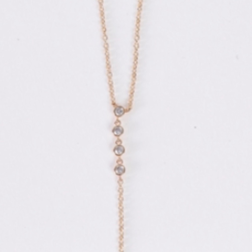 CZ dainty Y lariat necklace gold tone minimalist boho LAST ONE!! - Picture 5 of 6